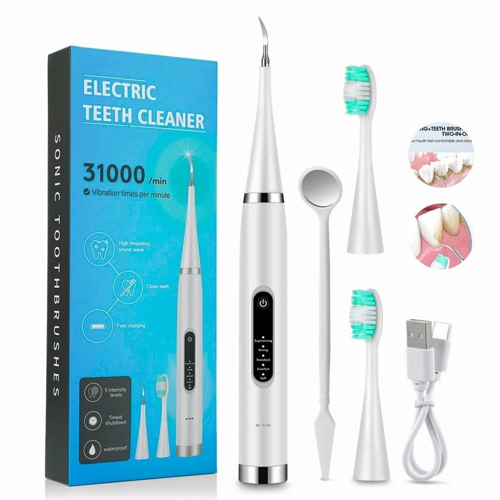 Détartreur dentaire et brosse à dents Électrique 5 Modes avec Miroir – قشارة الأسنان وفرشاة الأسنان الكهربائية 5 أوضاع مع مرآة - Soins et Beauté - صورة 1