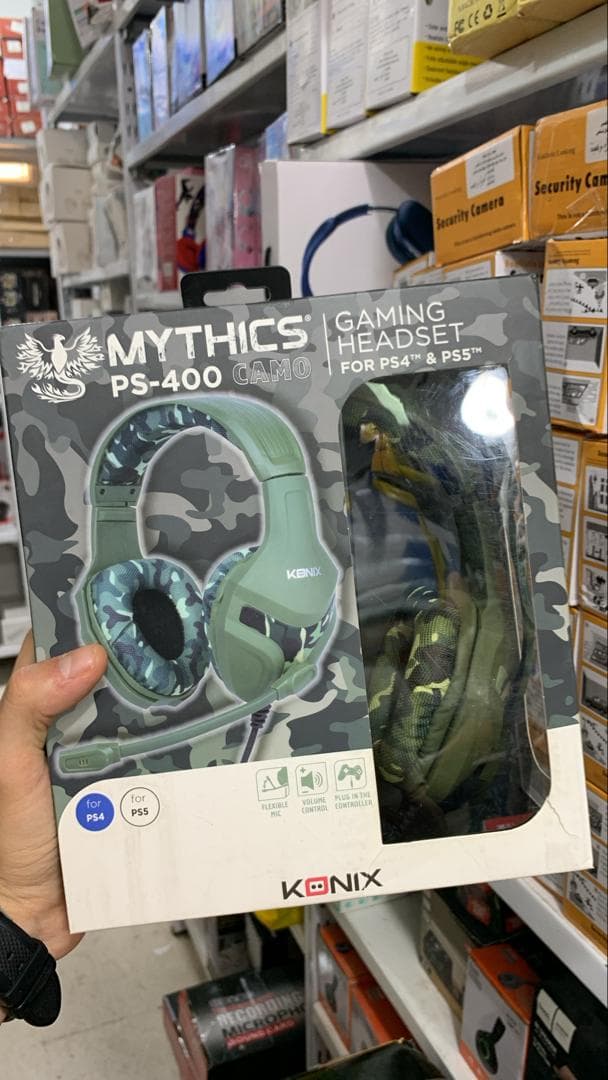 Konix Mythics Casque gaming filaire PS-400 pour console Haut-parleurs 40 mm - Microphone - Motif camouflage vert kaki - Électronique - صورة حقيقية 6