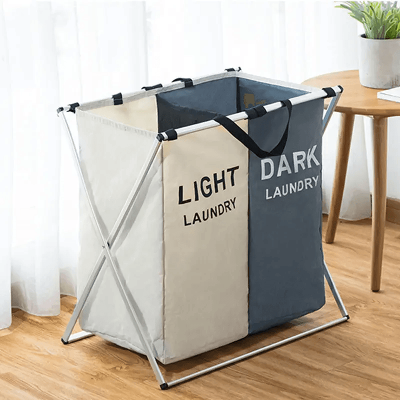 Panier à linge sale pliable avec 2 grilles pour séparer les vêtements - Maison - صورة 1
