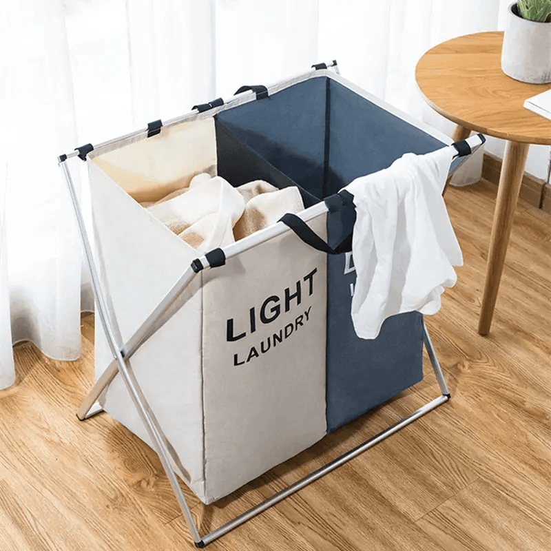 Panier à linge sale pliable avec 2 grilles pour séparer les vêtements - Maison - صورة 2