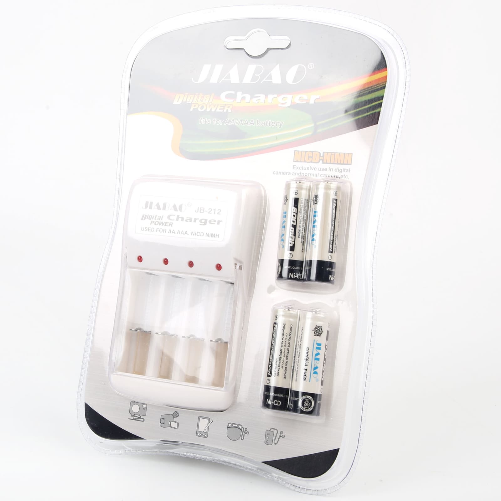 Chargeur des piles rechargable avec 4 piles Jiabao Jb-212 - شاحن البطاريات القابلة للشحن مع 4 بطاريات - Électronique - صورة 2