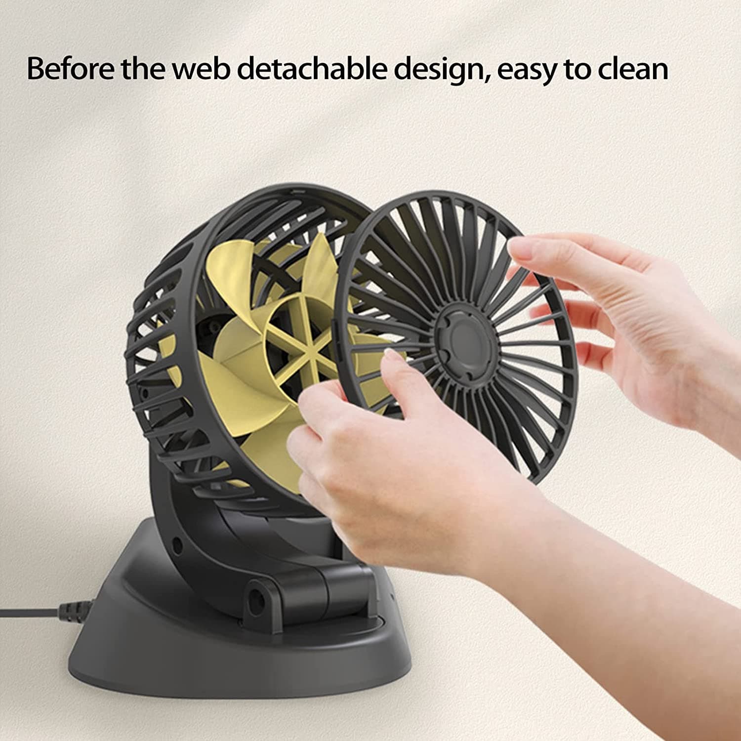 Ventilateur de voiture puissant et silencieux double rotation à 360 -12V - Accessoires Auto/Moto - صورة 3