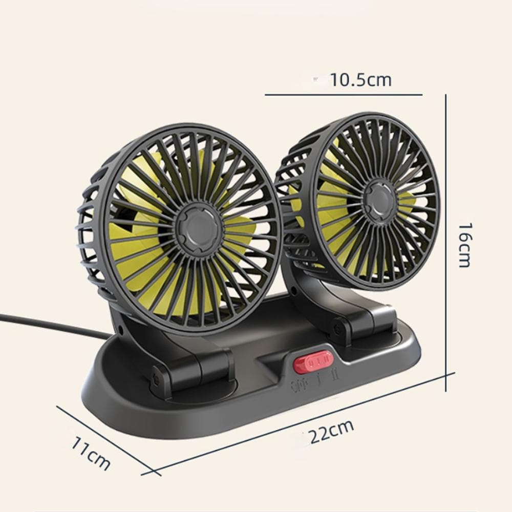 Ventilateur de voiture puissant et silencieux double rotation à 360 -12V - Accessoires Auto/Moto - صورة 4
