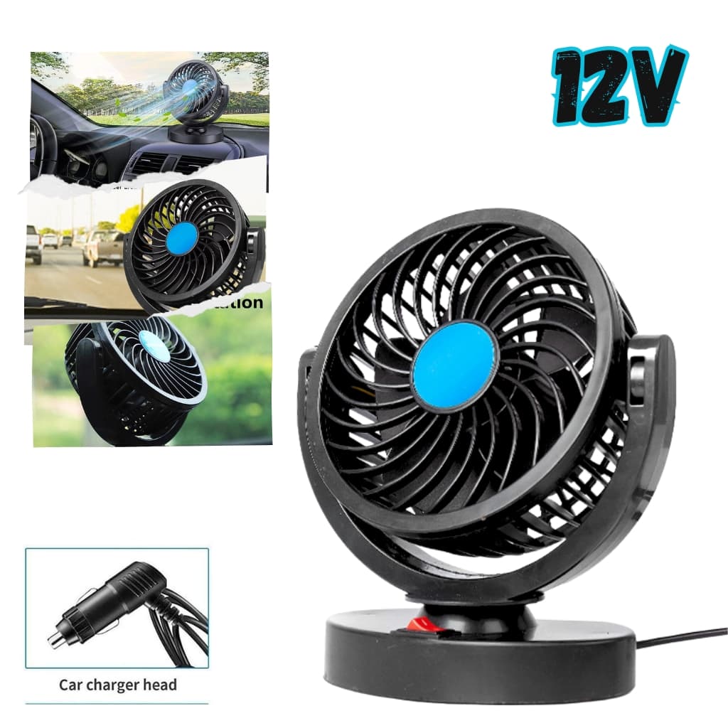 Ventilateur électrique 12V pour tableau de bord de voiture, rotatif à 360 degrés - Accessoires Auto/Moto - صورة 1