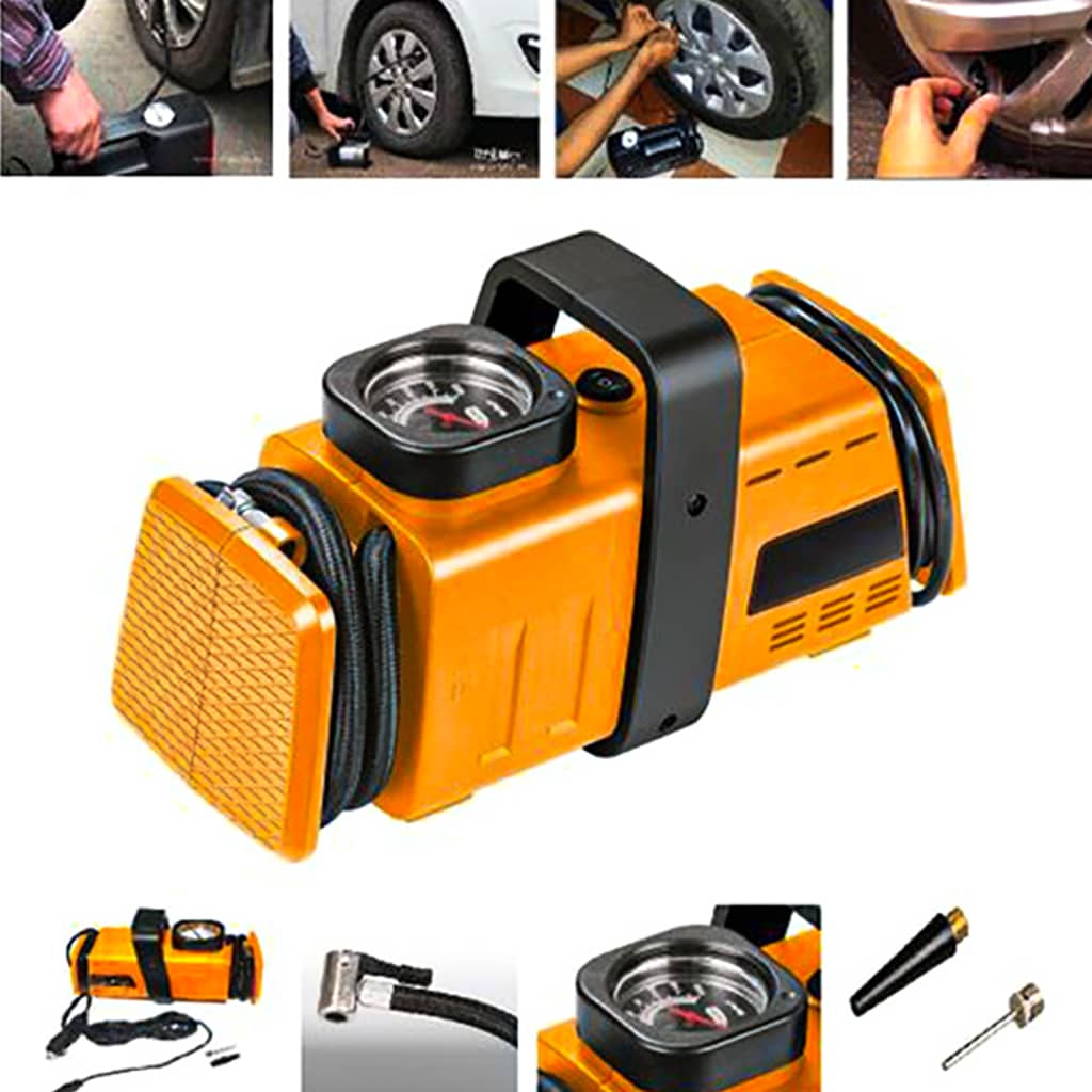Compresseur d’aire a double adaptateur 220v/12v- 200psi - Orange