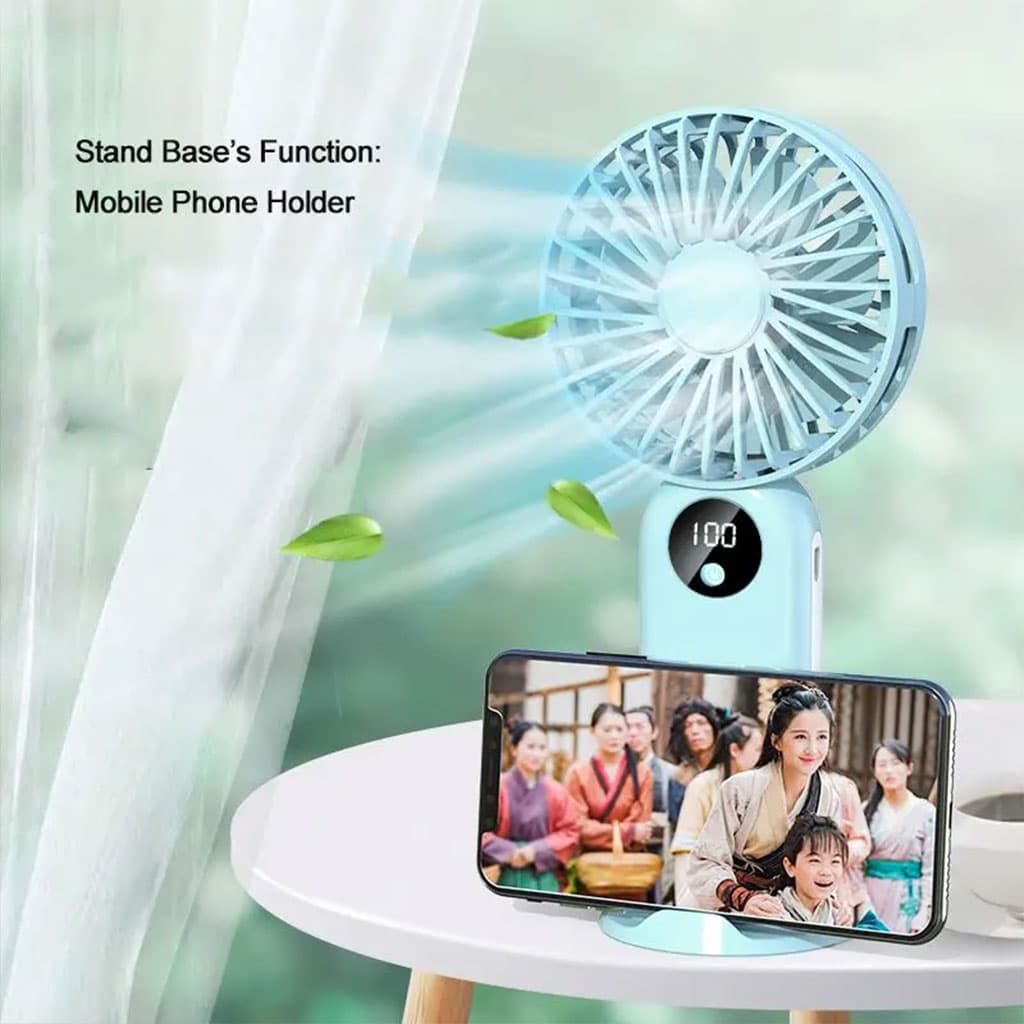 Mini ventilateur portable avec batterie 2400 mAh, léger, 3 vitesses, base mobile - Accessoires - صورة 4