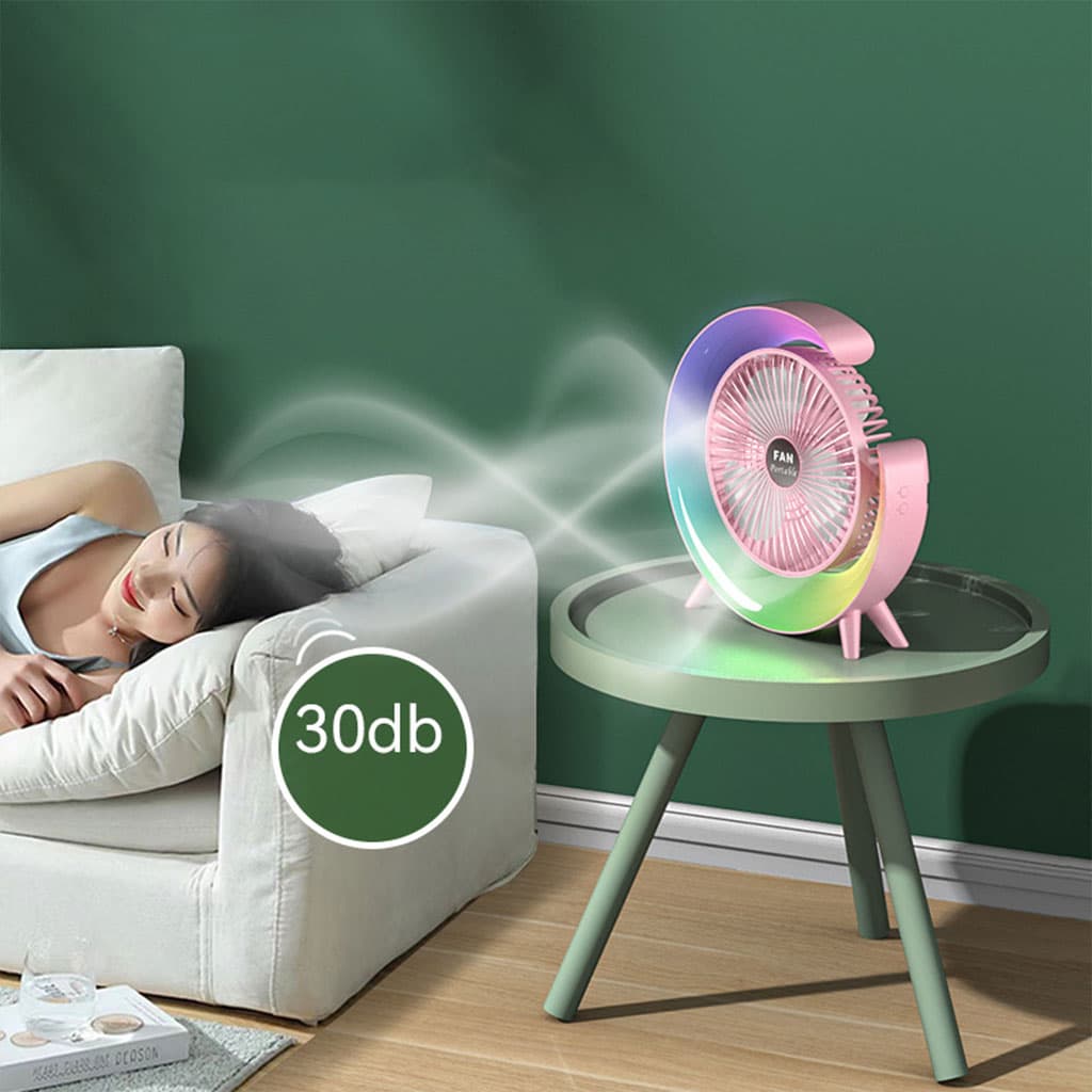 Ventilateur de table portable avec lampe G décorative à LED USB - Électronique - صورة 2