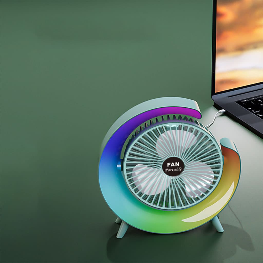 Ventilateur de table portable avec lampe G décorative à LED USB - Électronique - صورة 3