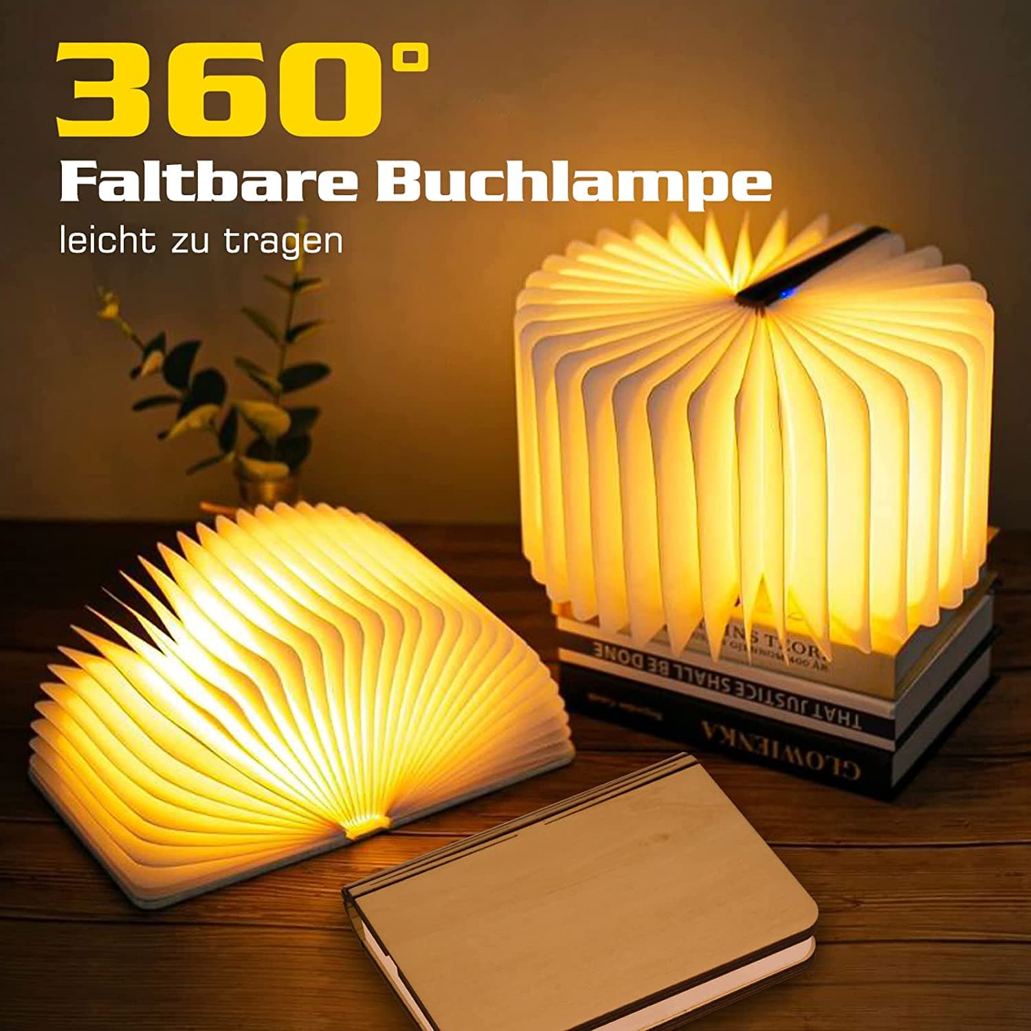 Livre lumineux LED pliable en bois 5 Modes d'éclairage rechargeable - Électronique - صورة 5