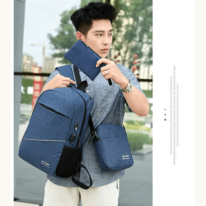 3 PCS Sac à dos multifonctionnel Avec Sortie USB ET Sortie kit-man - bleu - Sac à dos et Mode - صورة حقيقية 2