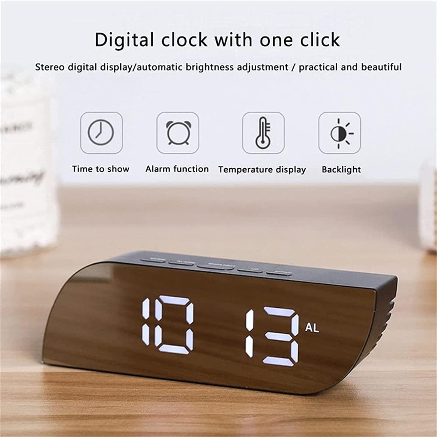 Réveil numérique intelligent horloge à affichage numérique miroir avec lumière LED - Électronique - صورة 1