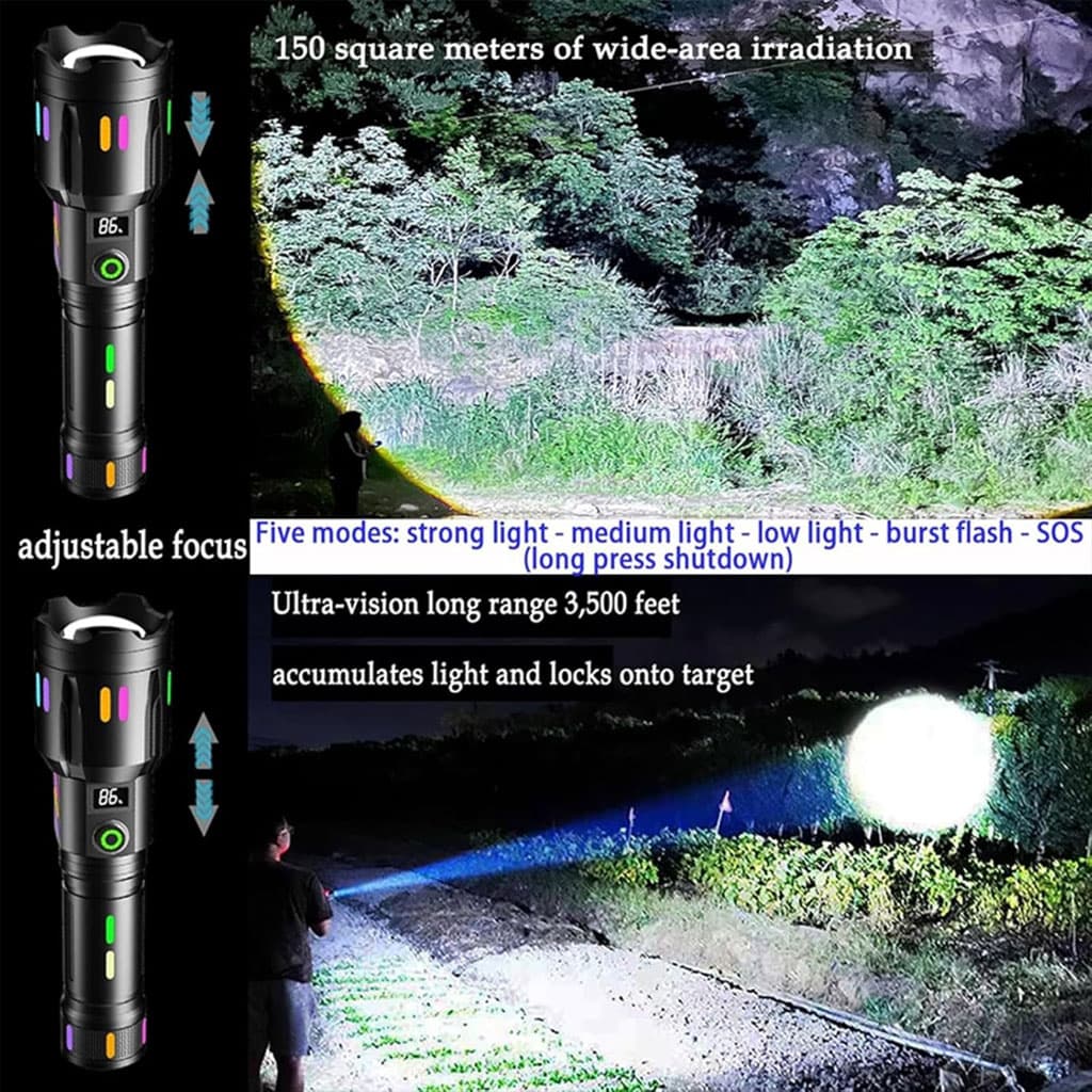Lampe de poche LED super lumineuse 150 000 lumens rechargeable USB - Électronique - صورة 5