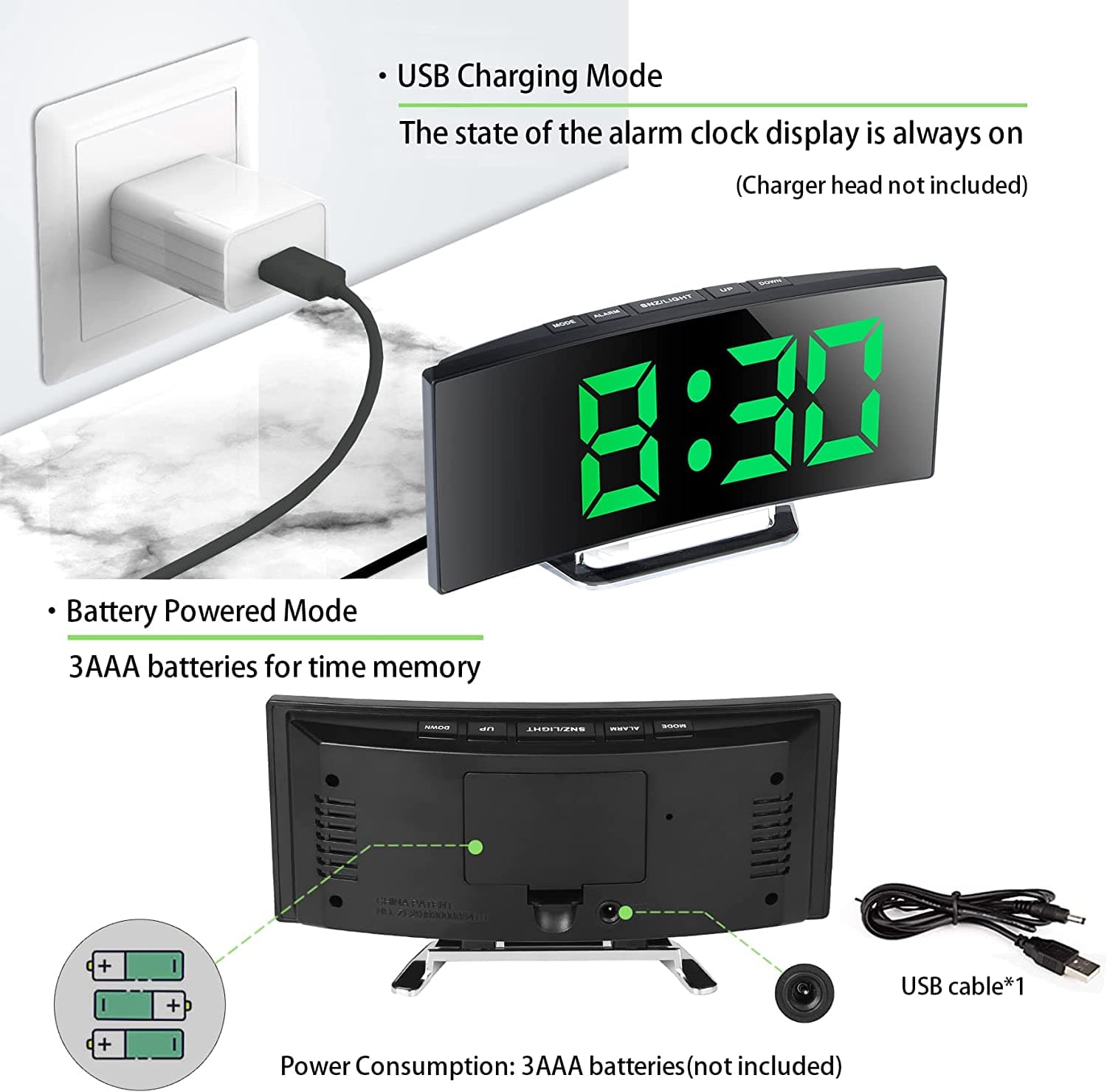 Horloge et réveil thermomètre de table electronique lumineux - Électronique - صورة 2