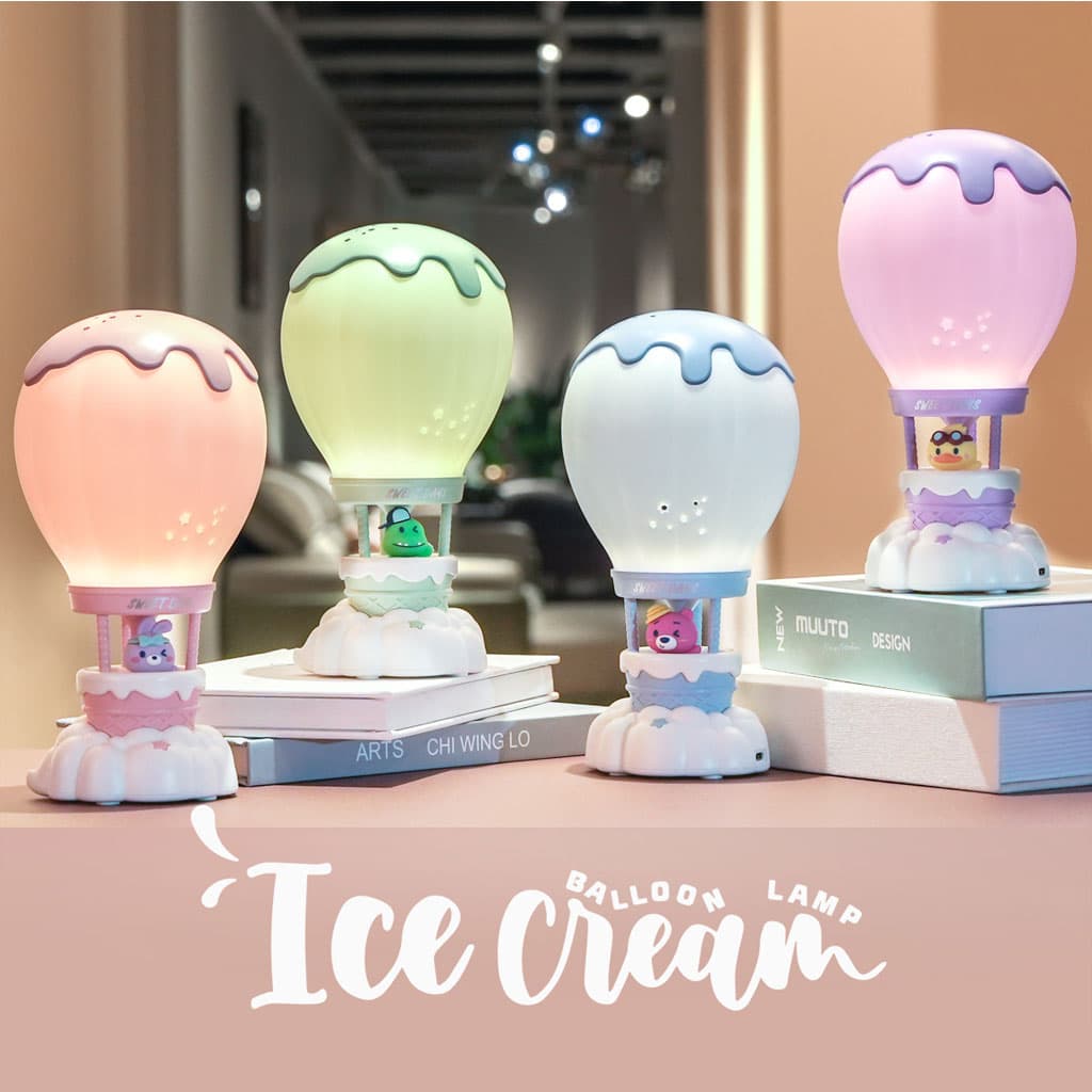 Lampe de table LED pour chambre d'enfant, rechargeable en forme de montgolfière - Divers - صورة 2