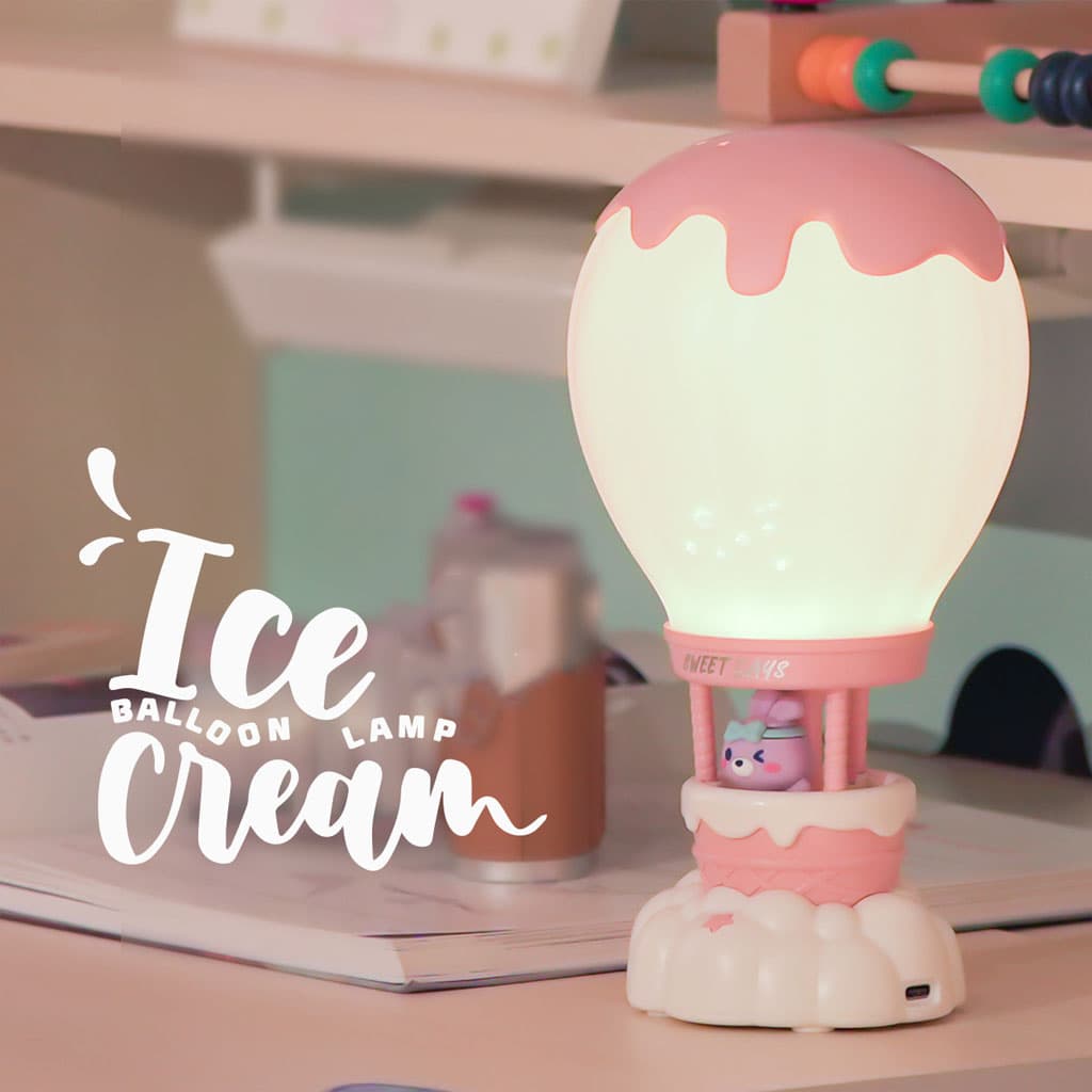 Lampe de table LED pour chambre d'enfant, rechargeable en forme de montgolfière - Divers - صورة 3