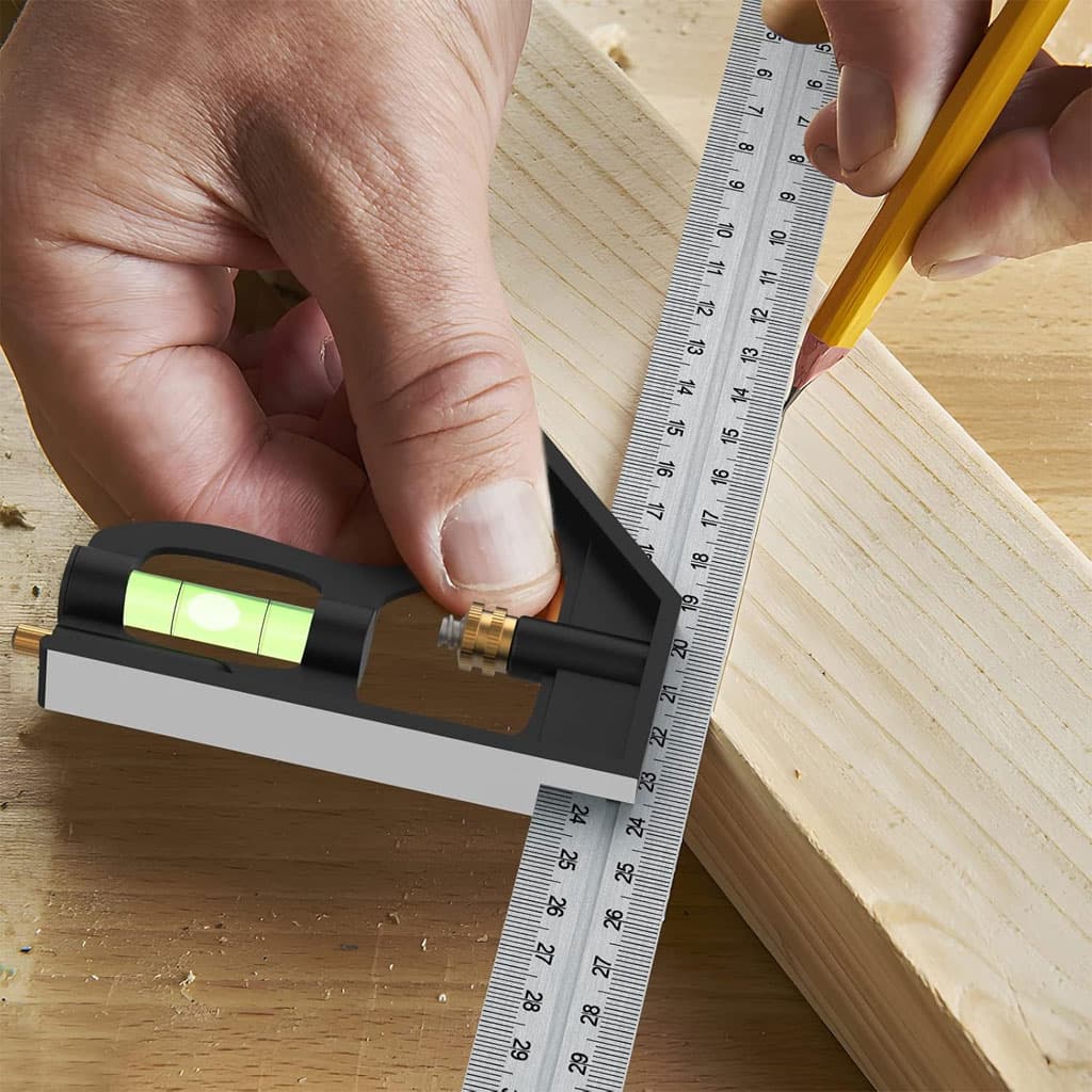 Outils de Menuiserie Carrée en Acier Inoxydable de 12'/300 mm, Règle de 45/90 Degrés avec Niveau à Bulle. - Outillage et Bricolage - صورة 5