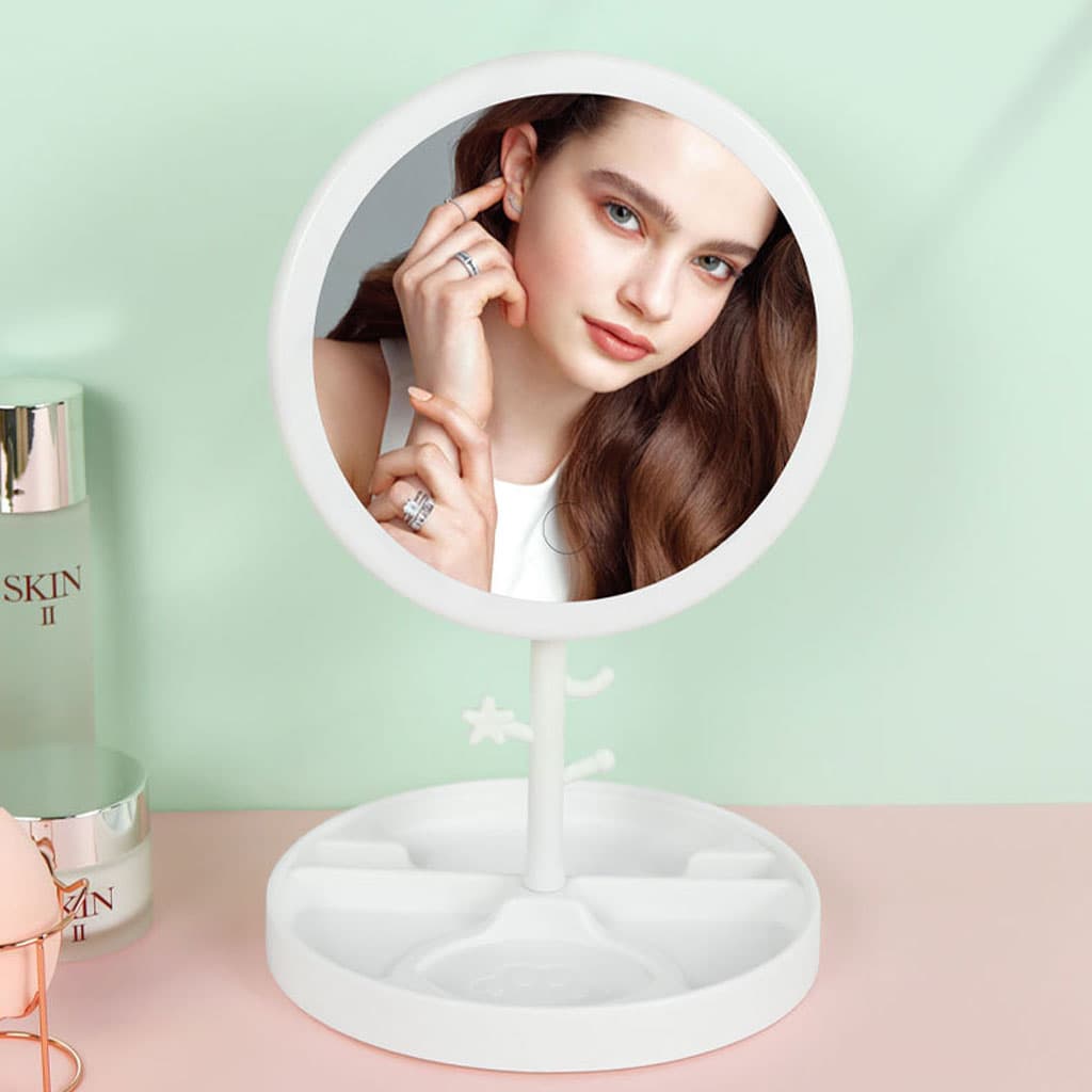 Miroir cosmétique avec lumière LED en forme Rond Rechargeable - Soins et Beauté - صورة 2