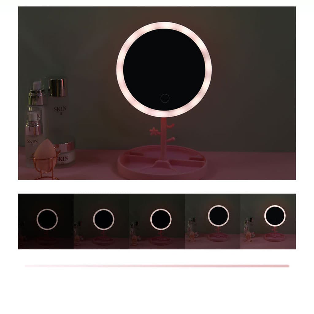 Miroir cosmétique avec lumière LED en forme Rond Rechargeable - Soins et Beauté - صورة 3