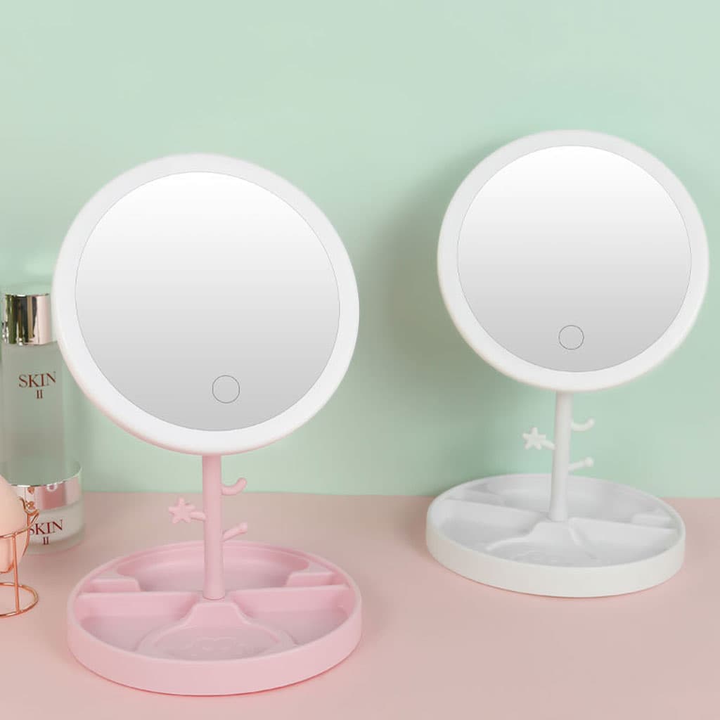Miroir cosmétique avec lumière LED en forme Rond Rechargeable - Soins et Beauté - صورة 5