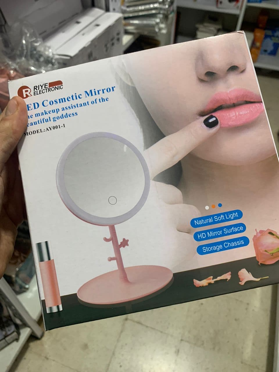 Miroir cosmétique avec lumière LED en forme Rond Rechargeable - Soins et Beauté - صورة حقيقية 9