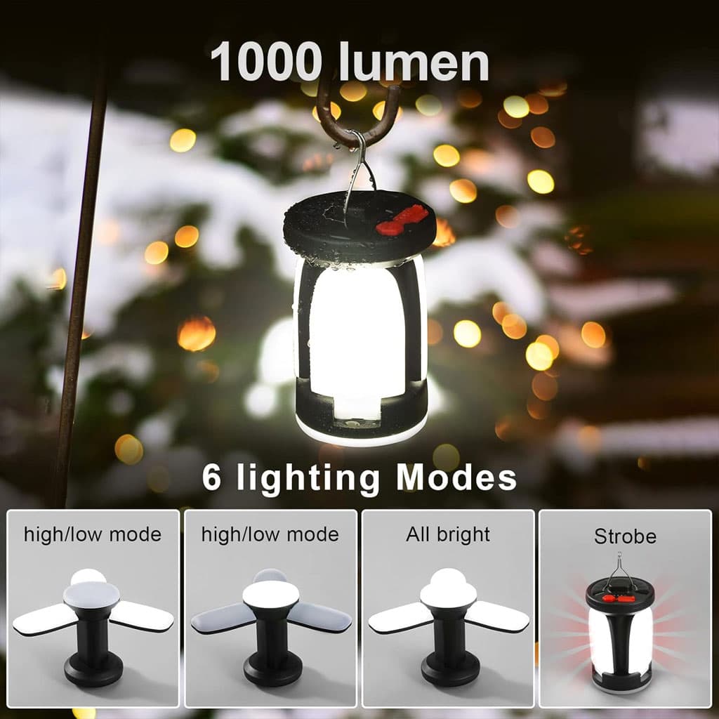 Lanterne de camping Rechargeable avec 6 modes d’éclairage, 60 LED - Camping et Randonnée - صورة 4