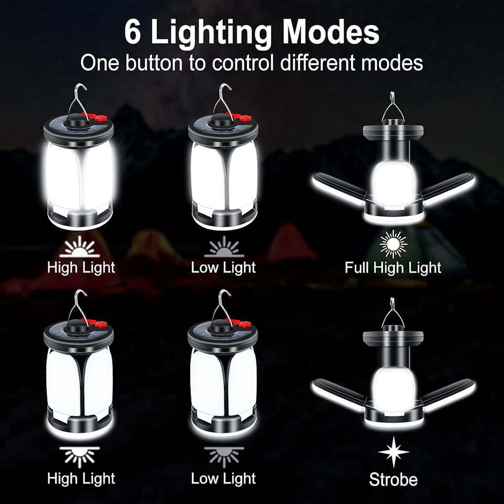 Lanterne de camping Rechargeable avec 6 modes d’éclairage, 60 LED - Camping et Randonnée - صورة 5