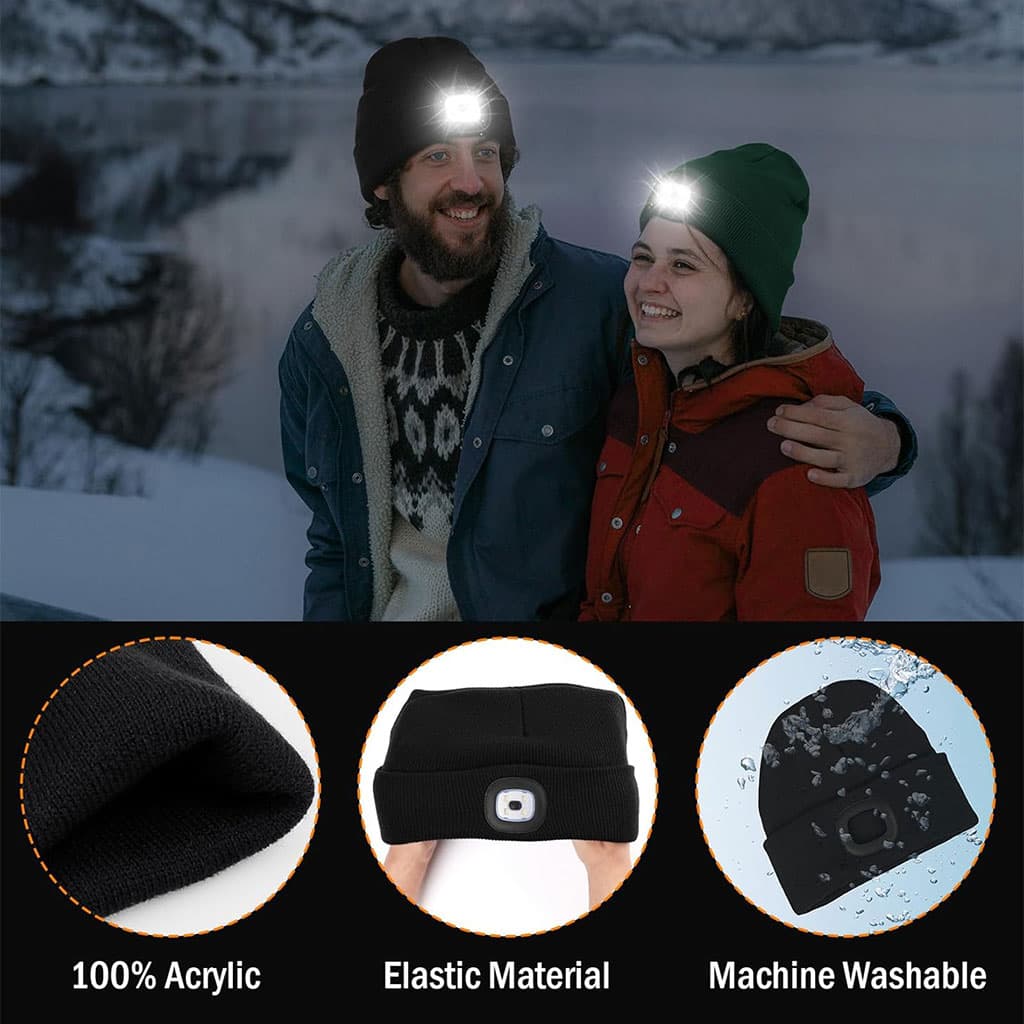 Bonnet LED Unisexe Rechargeable par USB – Gris - Camping et Randonnée - صورة 2