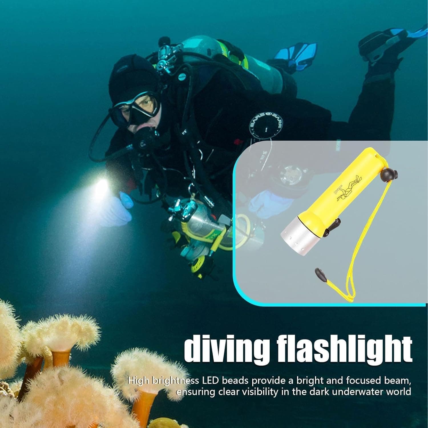 Torche LED professionnelle étanche pour plongée sous-marine - Camping et Randonnée - صورة 5