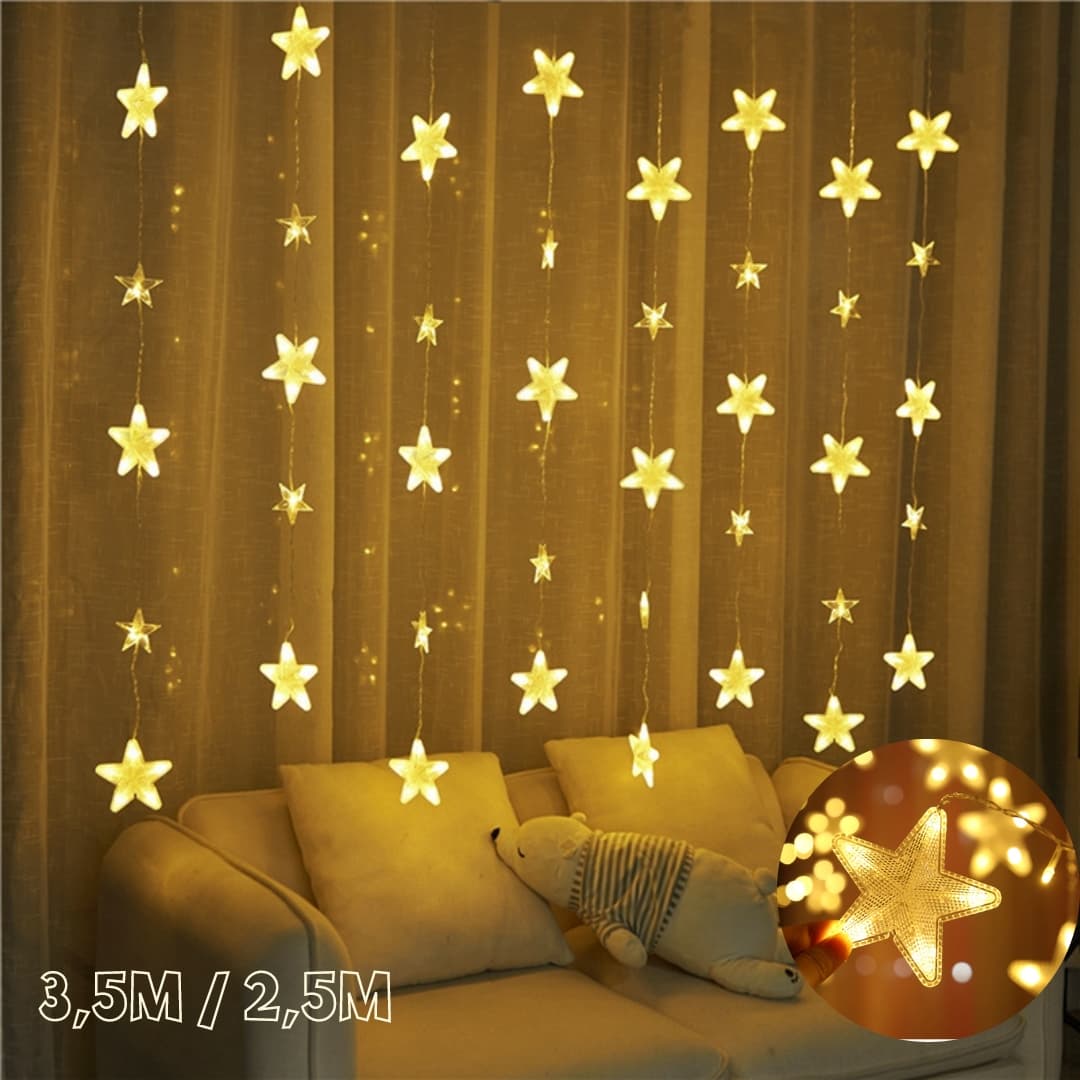 Guirlande lumineuse rideau Stars LED Imperméable 2.5/3.5M 220V - Électronique - صورة 1