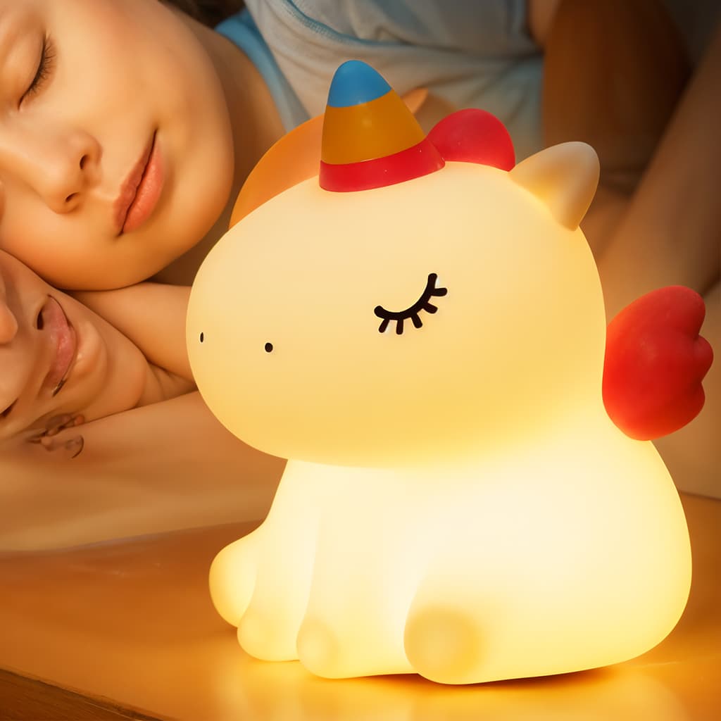 Veilleuse en Silicone Forme Unicorne pour Chambre d’enfant Rechargeable - Décoration - صورة 1