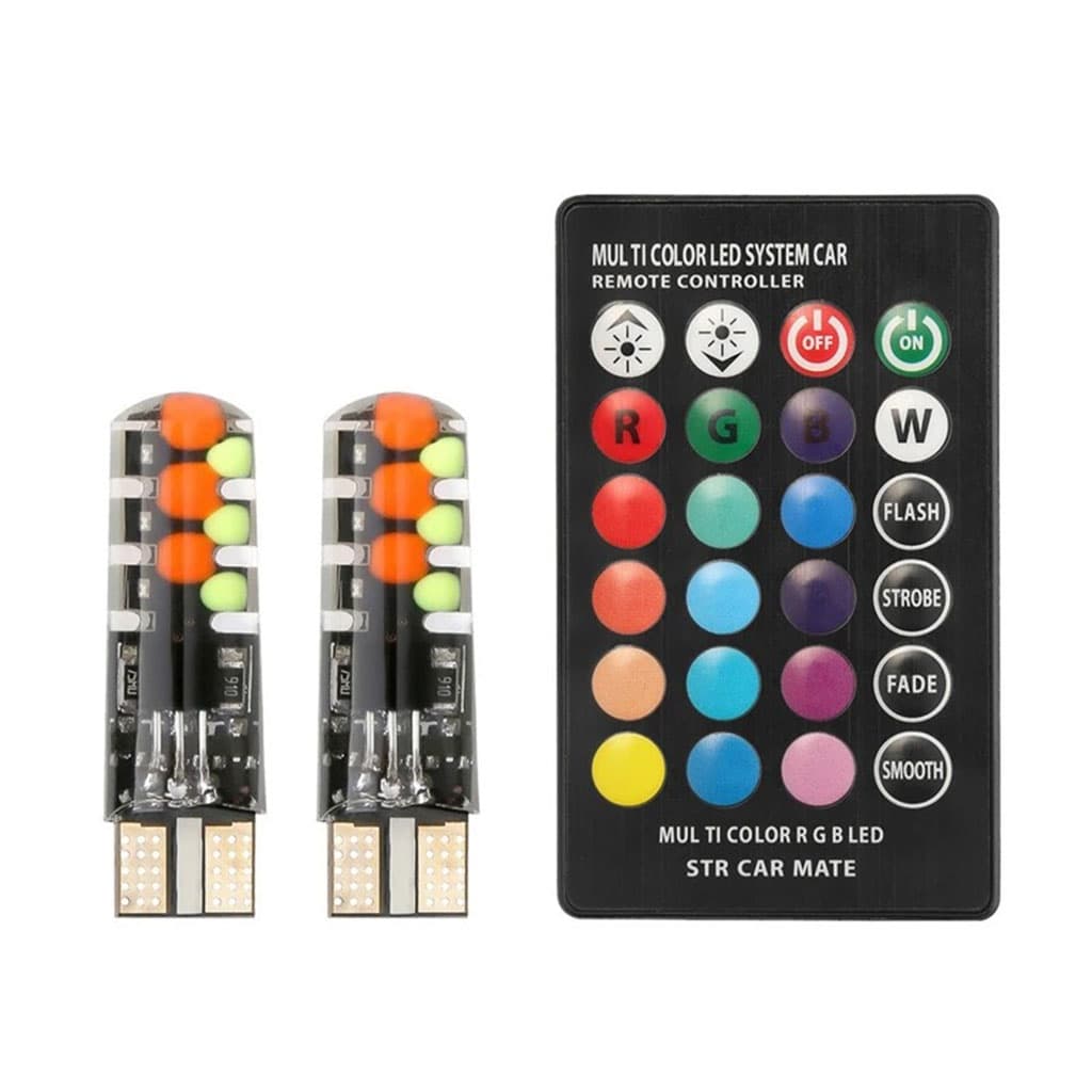 Lot de 2 LED Multicolore pour Voiture 12V T10 - Accessoires Auto/Moto - صورة 2
