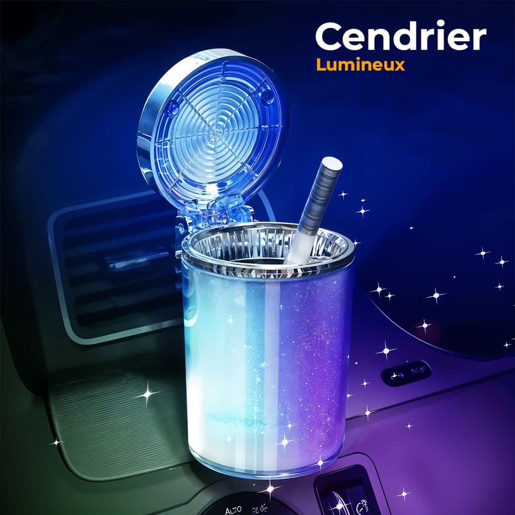 Cendrier Ciga-rete avec couvercle anti-odeur à éclairage coloré - Accessoires Auto/Moto - صورة 1
