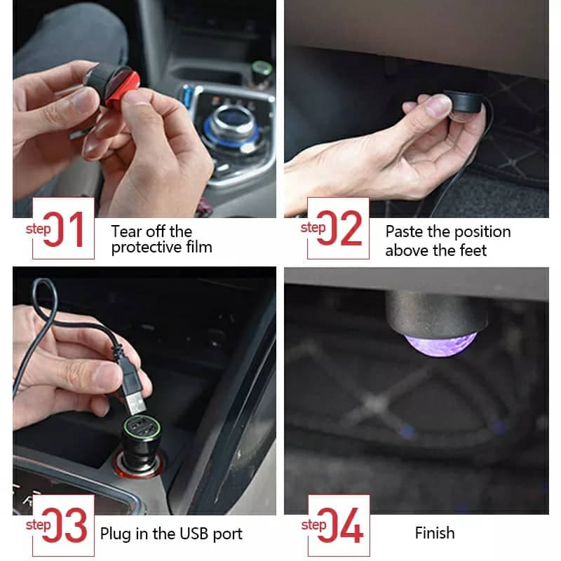 Car atmosphere Lumière RGB 4en1 USB 12V - Accessoires Auto/Moto - صورة 3