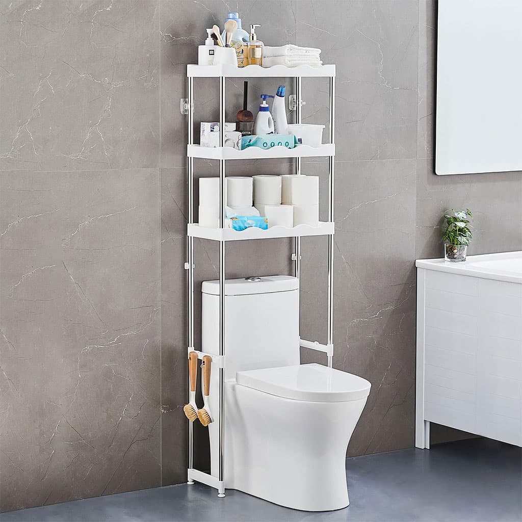 Étagère de salle de bain au-dessus des toilettes à 3 niveaux - Maison - صورة 1