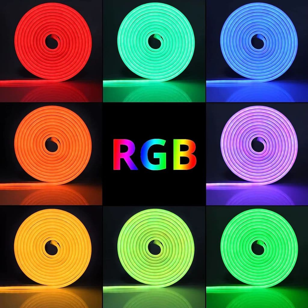 Bande LED Néon Flexible RGB 5m avec Bluetooth et USB – شريط إضاءة نيون مرن بطول 5 أمتار مع بلوتوث - Électronique - صورة 4