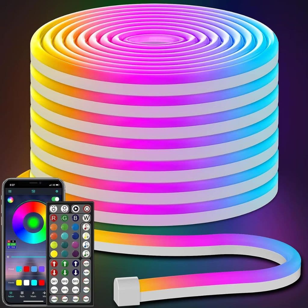 Bande LED Néon Flexible RGB 5m avec Bluetooth et USB – شريط إضاءة نيون مرن بطول 5 أمتار مع بلوتوث - Électronique - صورة 6