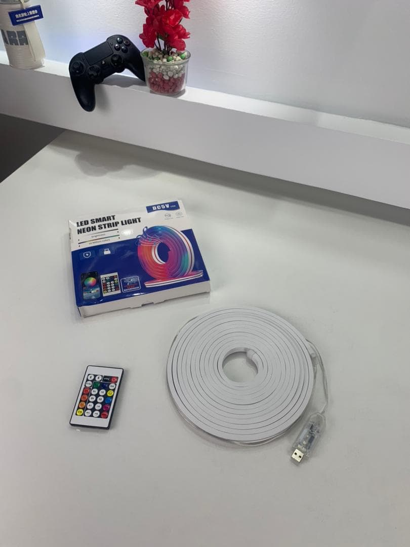 Bande LED Néon Flexible RGB 5m avec Bluetooth et USB – شريط إضاءة نيون مرن بطول 5 أمتار مع بلوتوث - Électronique - صورة حقيقية 9