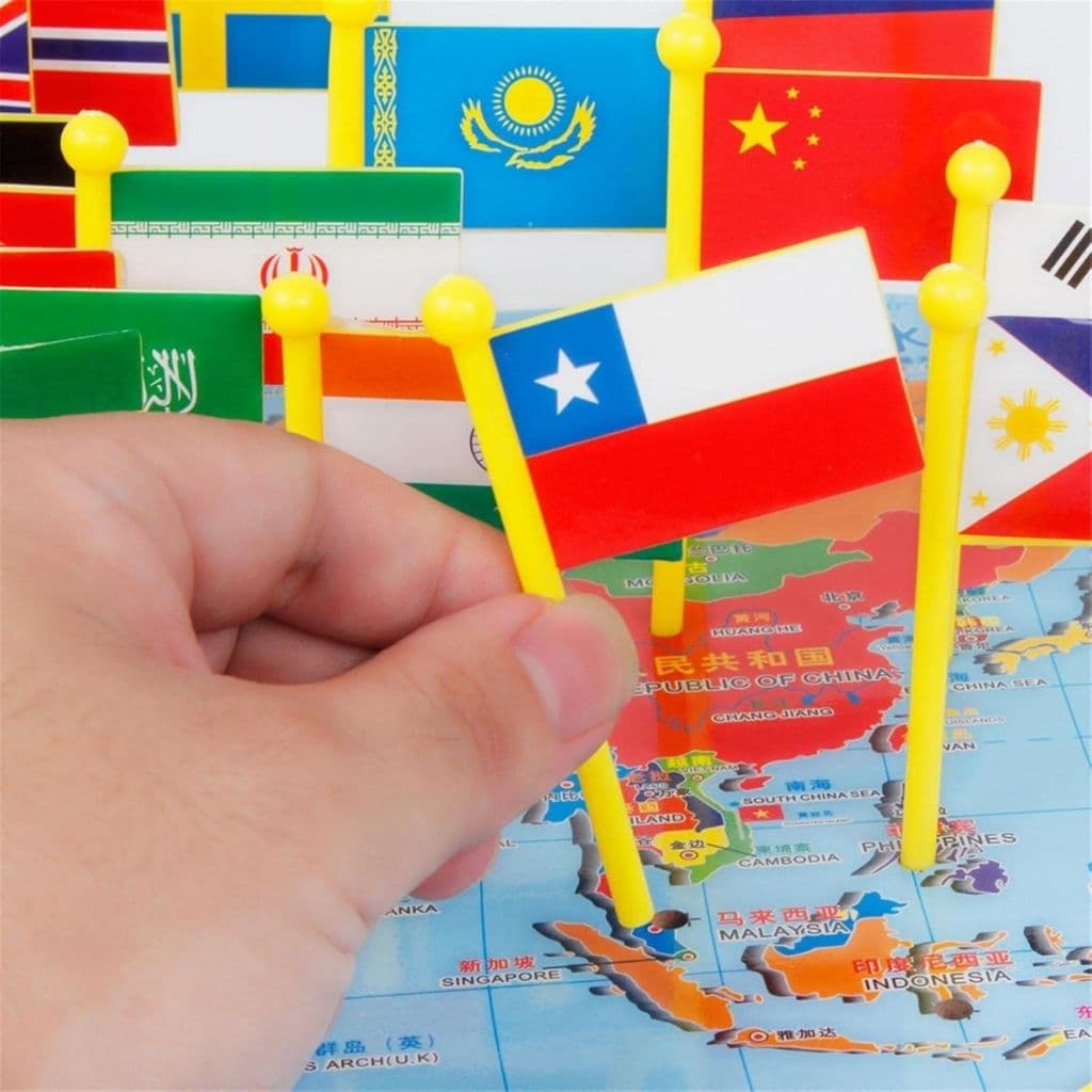 Puzzle Carte du Monde en Bois Pliable avec Drapeaux et Capitales – لعبة تعليمية للأطفال خريطة العالم مع الأعلام والعواصم - Jouet & Gaming - صورة 4
