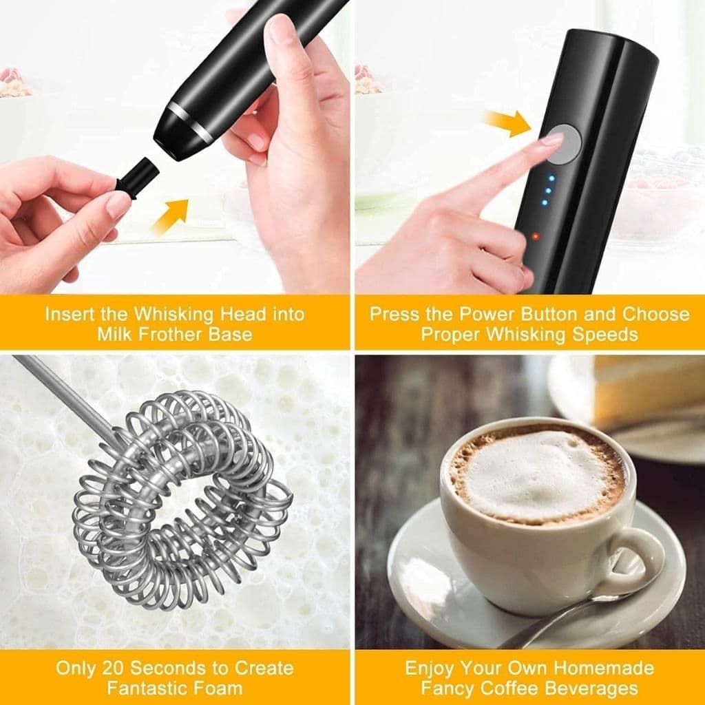 Mousseur à Lait 3 Vitesses Électrique Rechargeable – جهاز صنع رغوة الحليب الكهربائي القابل لإعادة الشحن - Cuisine - صورة 3