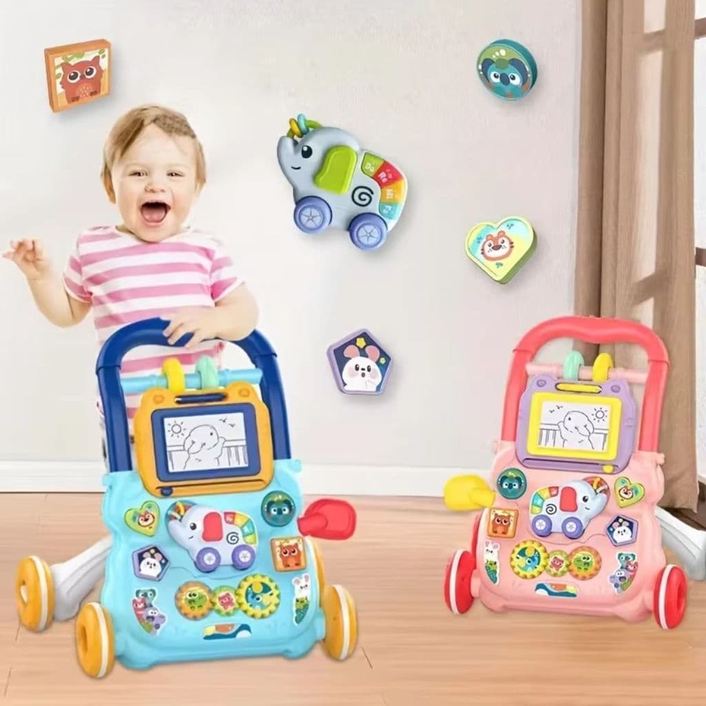 Trotteur Éducatif 2 en 1 avec Tableau de Dessin et Panneau Musical pour Bébé – مشاية تعليمية 2 في 1 مع لوحة رسم ولوحة موسيقية للأطفال - Jouet & Gaming - صورة 2