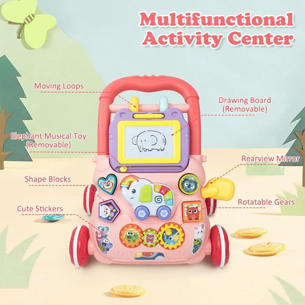 Trotteur Éducatif 2 en 1 avec Tableau de Dessin et Panneau Musical pour Bébé – مشاية تعليمية 2 في 1 مع لوحة رسم ولوحة موسيقية للأطفال - Jouet & Gaming - صورة 6