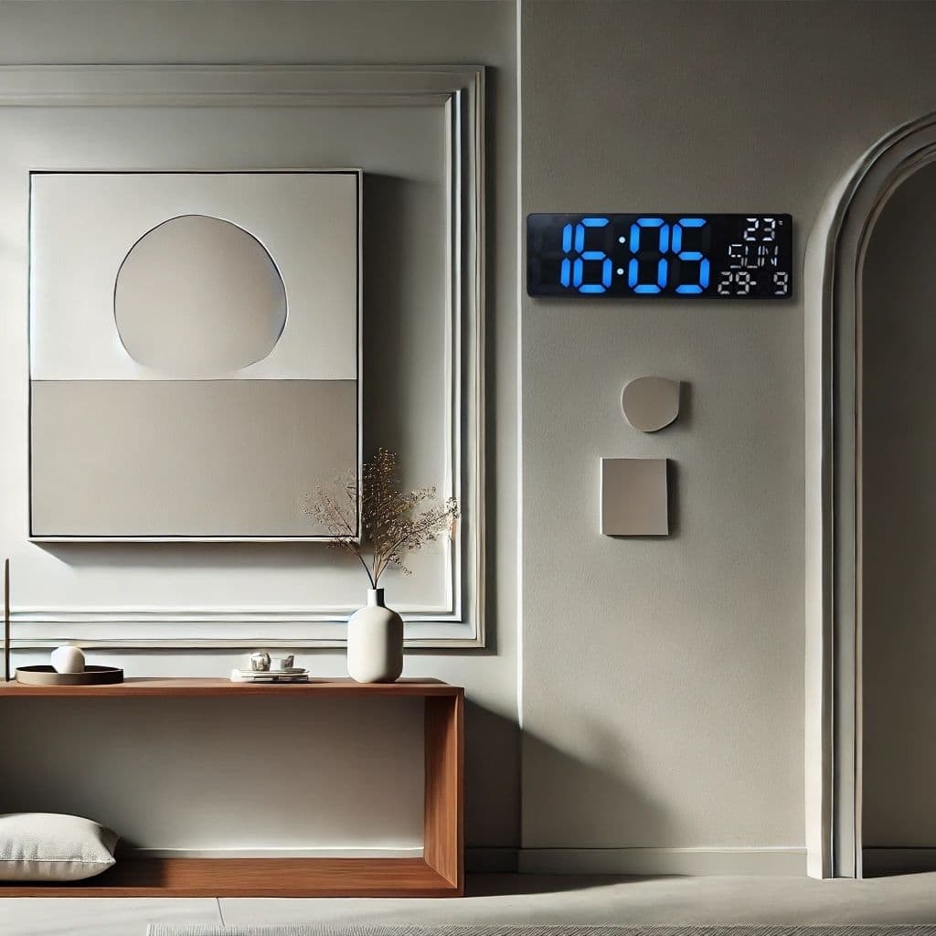 Horloge Numérique Murale et Table LED à Éclairage Bleu Inférieur – ساعة رقمية للحائط و المكتب بإضاءة سفلية زرقاء - Électronique - صورة 5