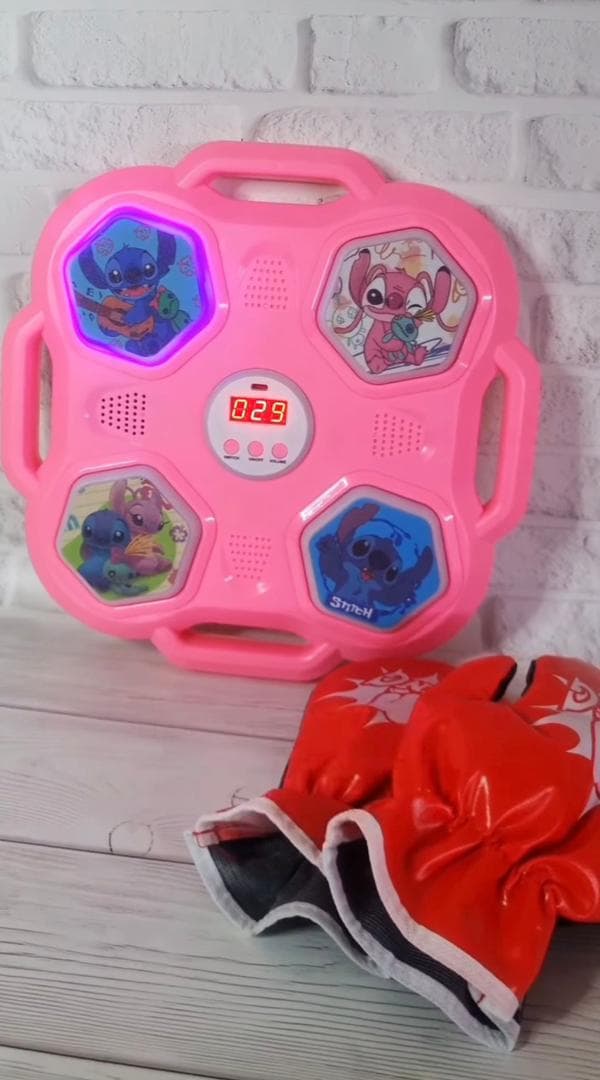 Machine de Boxe Stitch Musicale Rose – آلة الملاكمة الموسيقية للأطفال - Jouet & Gaming - صورة حقيقية 5