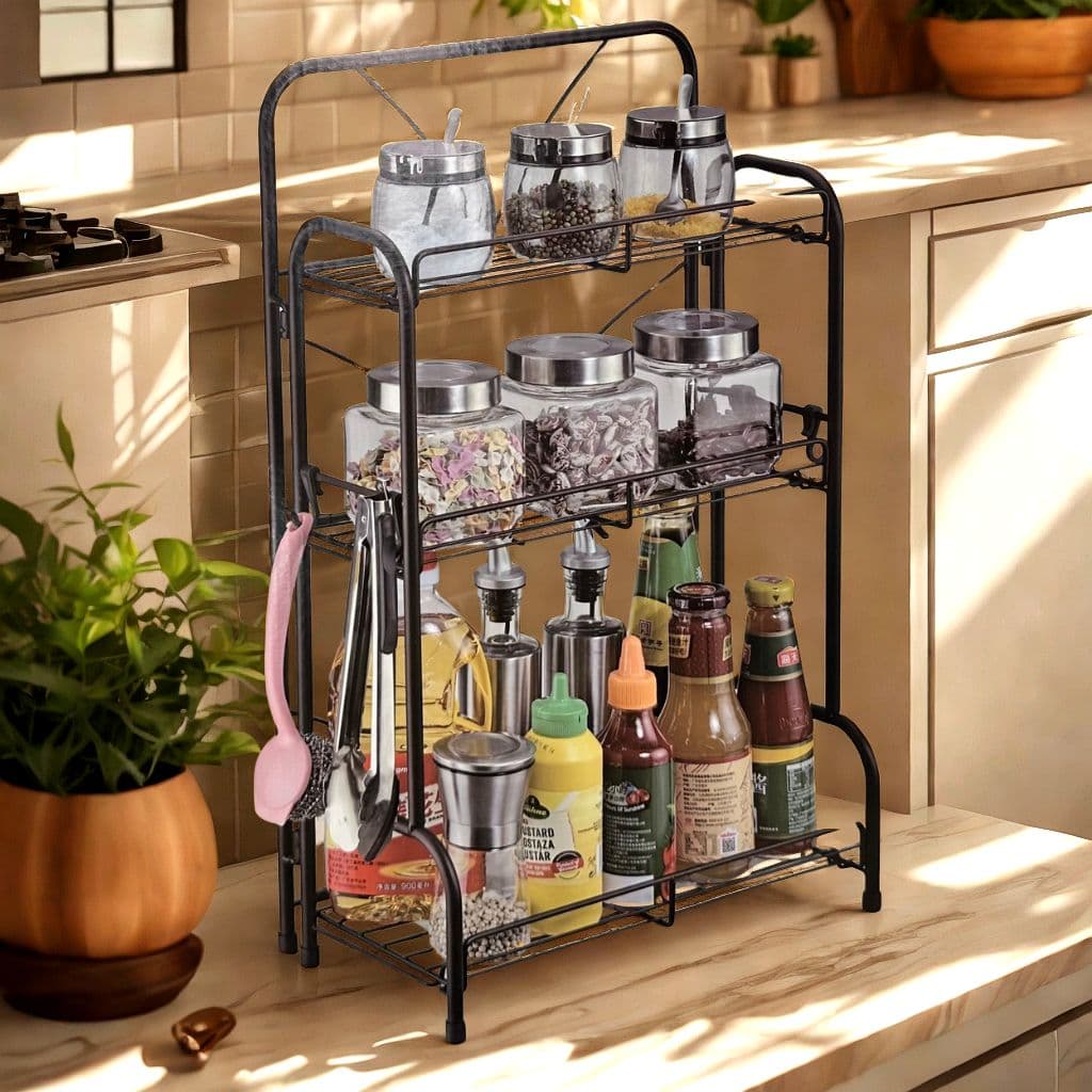 Étagère de Rangement à 3 Niveaux 59x19x35cm – وحدة رفوف تخزين بثلاث طبقات - Cuisine - صورة 2