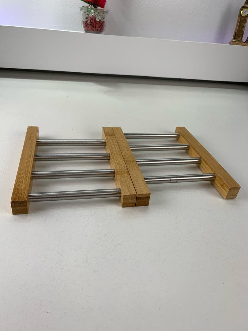 Dessous de Plat Extensible en Bambou et Acier Inoxydable – قاعدة أواني قابلة للتمديد - Cuisine - صورة حقيقية 7