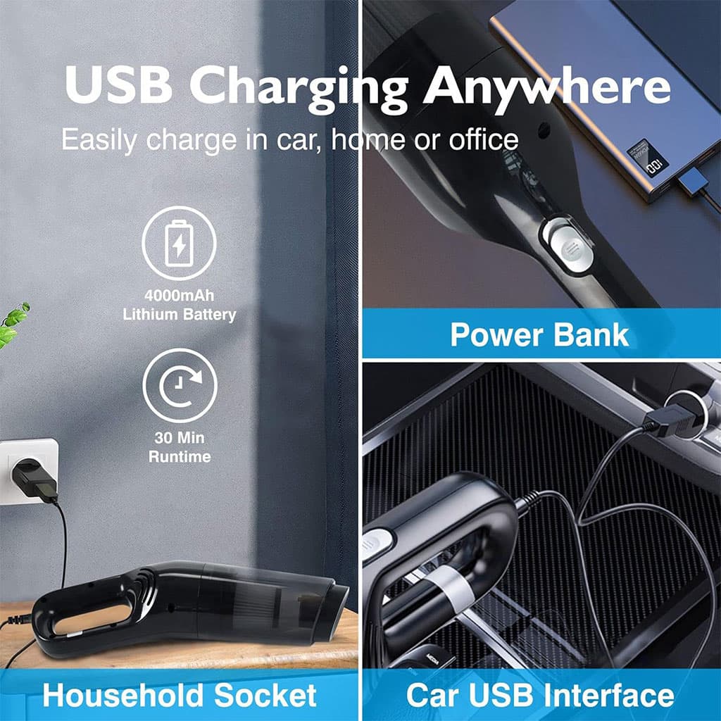 Aspirateur de voiture sans fil 10000PA Rechargeable – مكنسة كهربائية لاسلكية - Accessoires Auto/Moto - صورة 4