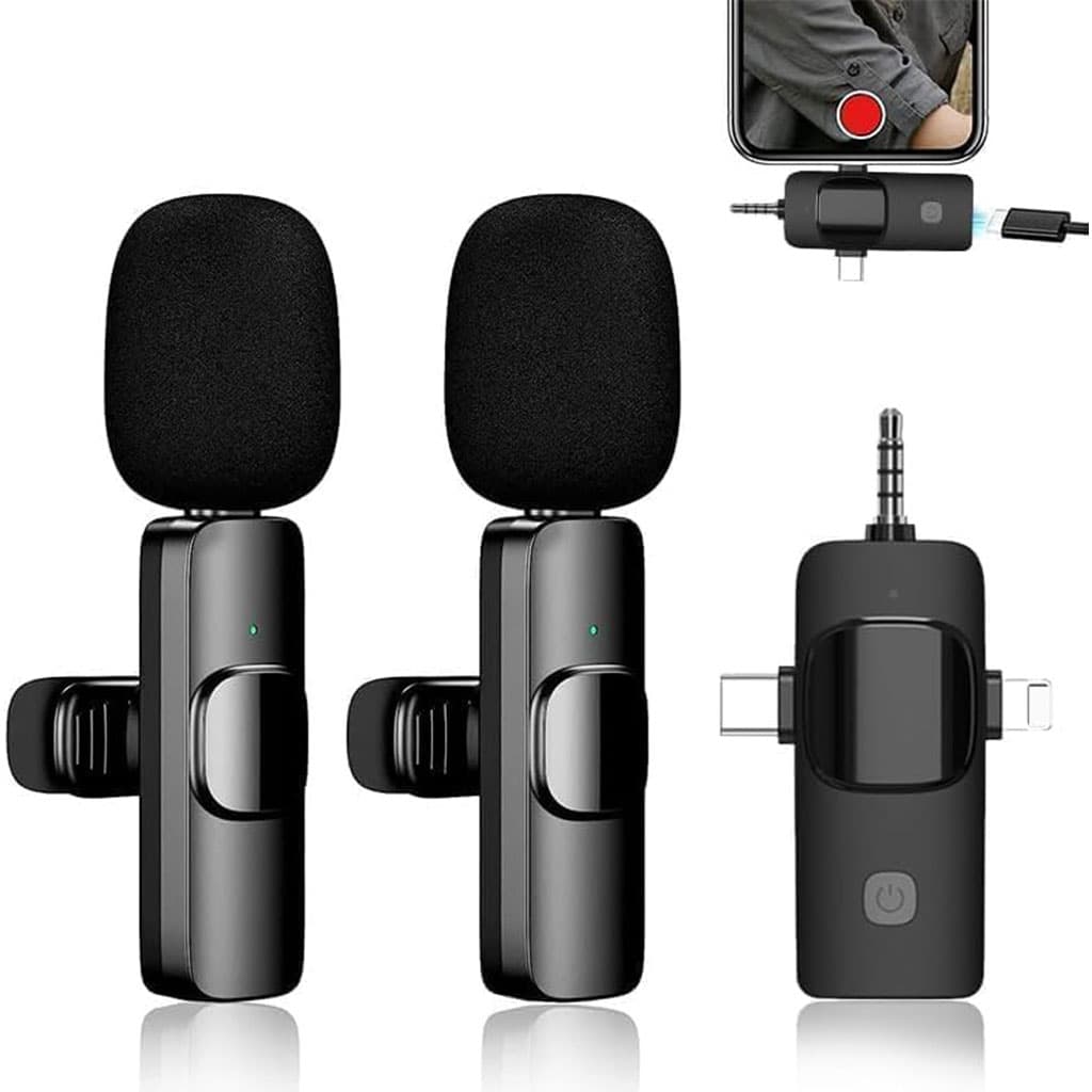 Microphone cravate sans fil 3 en 1 Plug and Play avec puce de réduction du bruit – ميكروفون لاسلكي - Électronique - صورة 1