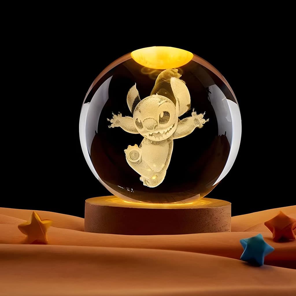 Lampe boule de projection en cristal 3D Stitch - Décoration - صورة 1