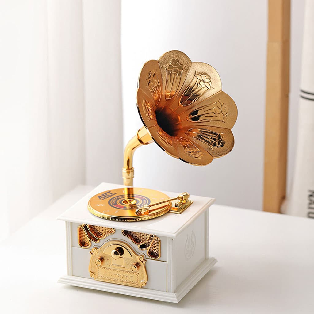 Phonographe trompette dorée et boîte à Bijoux Décorative – صندوق موسيقي - Décoration - صورة 5