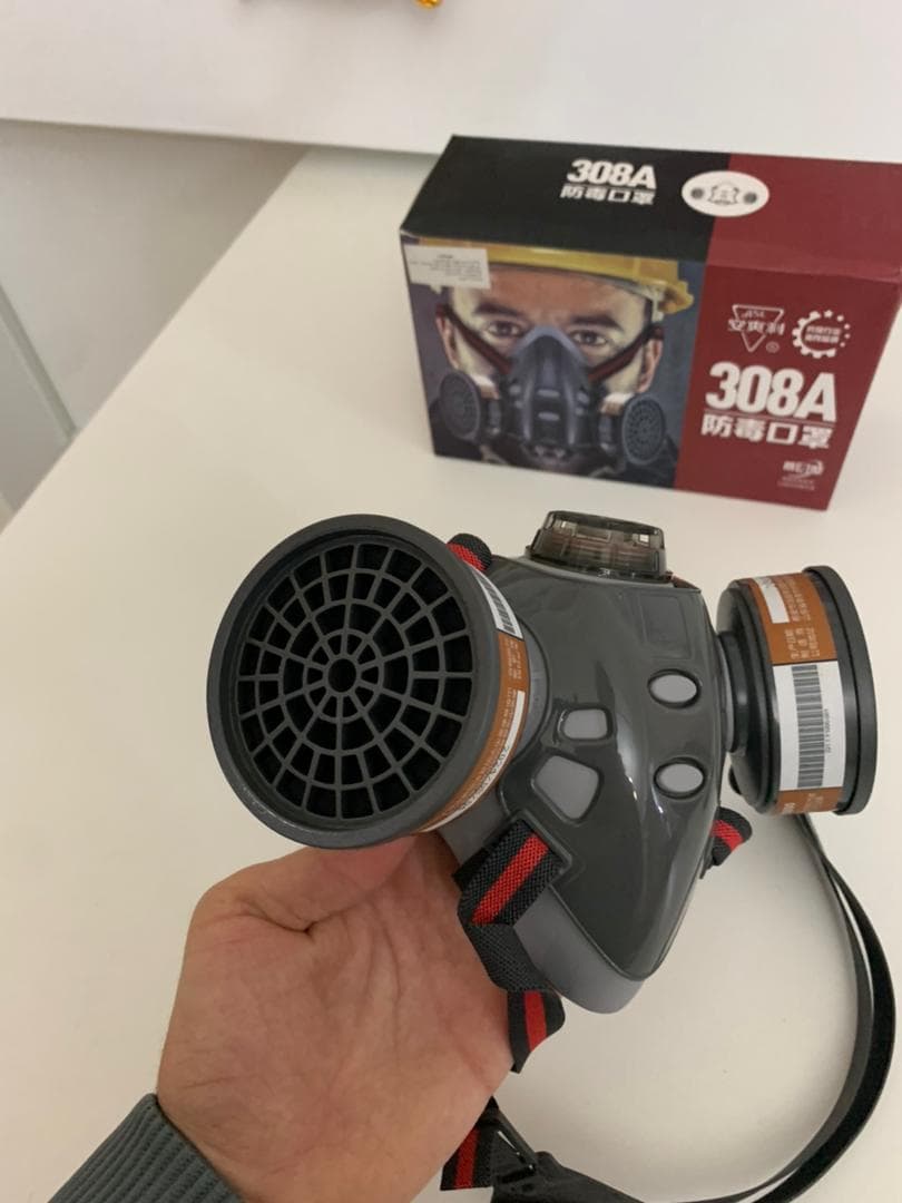 Masque de protection gaz avec 2 filtres au gel de silice – قناع تنفس للحرفيين - Outillage et Bricolage - صورة حقيقية 5